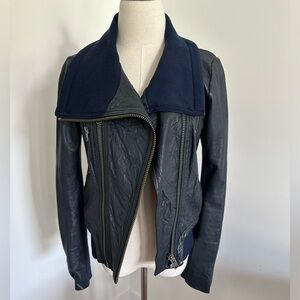 $1100 - RARE Catherine Malandrino Navy Leather Jacket - 4